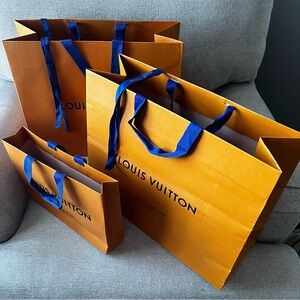 LOUIS VUITTON 3 Orange Paper Shopping Bags